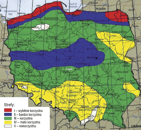 rys 1 strefy energetyczne wiatru w polsce