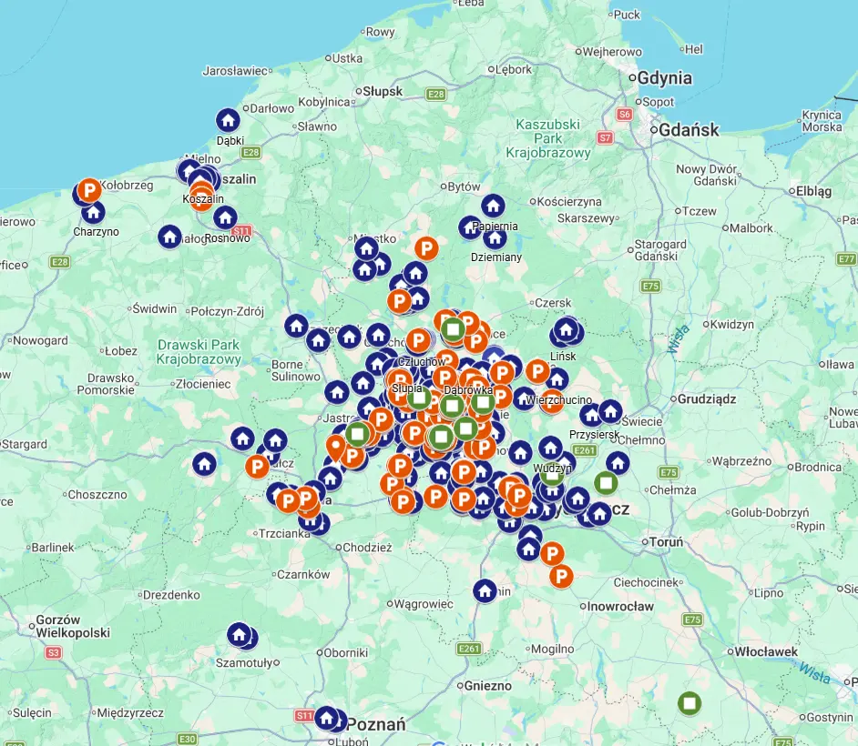 Pompy ciepła 21 mapka realizacji
